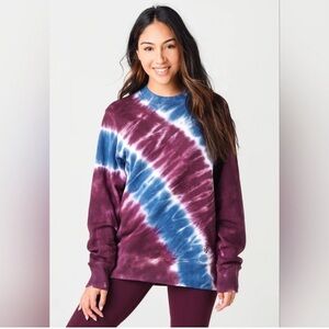 Tory Burch Sport Tie-Dye French Terry Crew sweater purple blue white